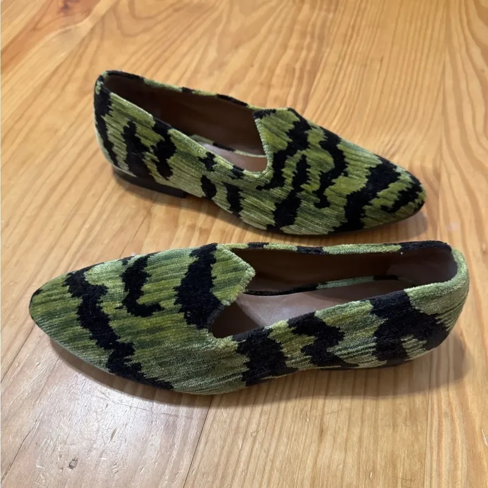 Le Monde Beryl Tiger Print Bevilacqua Velvet Venetian Slippers Green Women’s 38